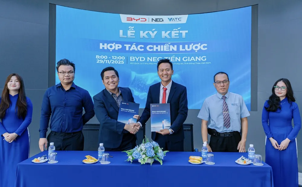 Lễ ký kết hợp tác chiến lược giữa BYD NEG và VATC tại BYD NEG Tiền Giang